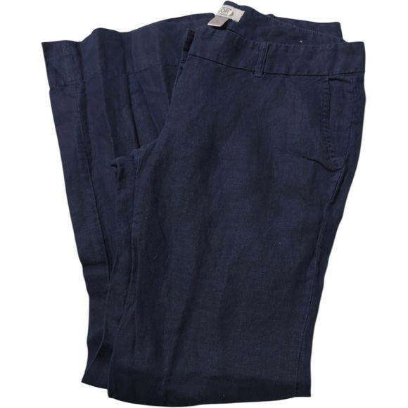 🌹LOFT NAVY 100% LINEN MARISA PANTS - Picture 1 of 7